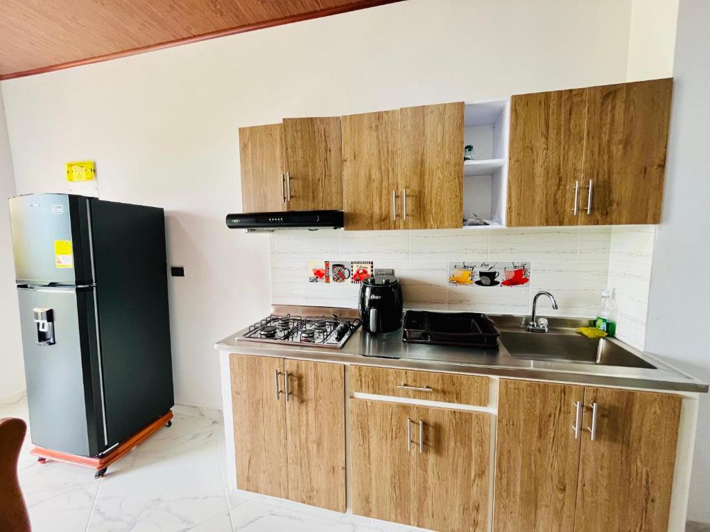 Kuchyň nebo kuchyňský kout v ubytování Aparta Hotel Horinthia