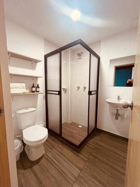 Koupelna v ubytování Apartahotel Tonchala