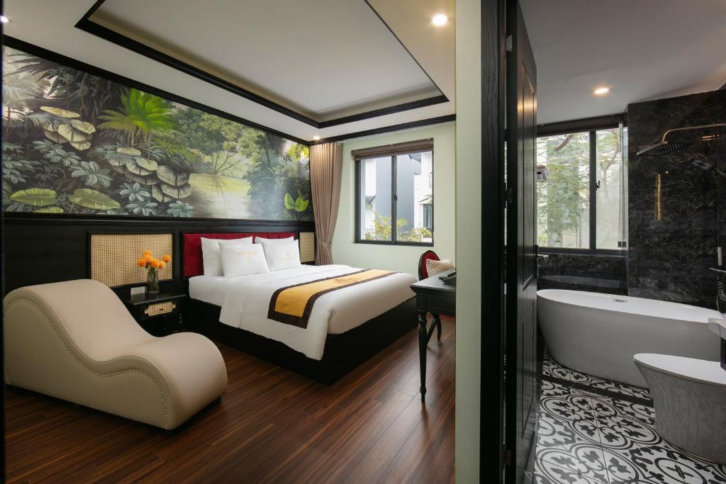 Koupelna v ubytování Grand Hanoi Hotel