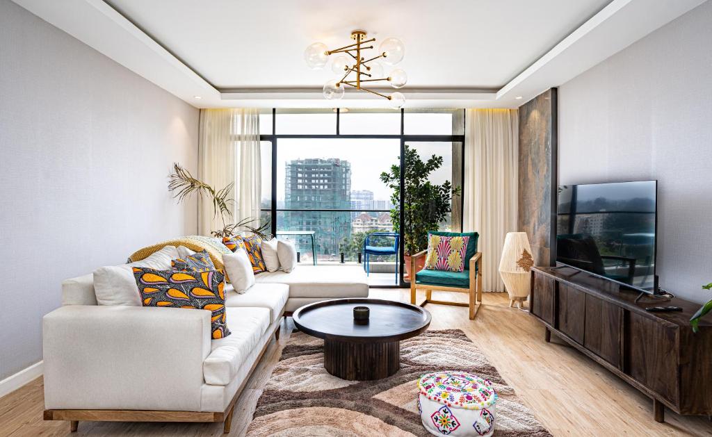 Posezení v ubytování Volaire Luxury 2-Bedroom, Rooftop Swimming Pool, Gym, Workspace - Wonderiss Homes Westlands Living