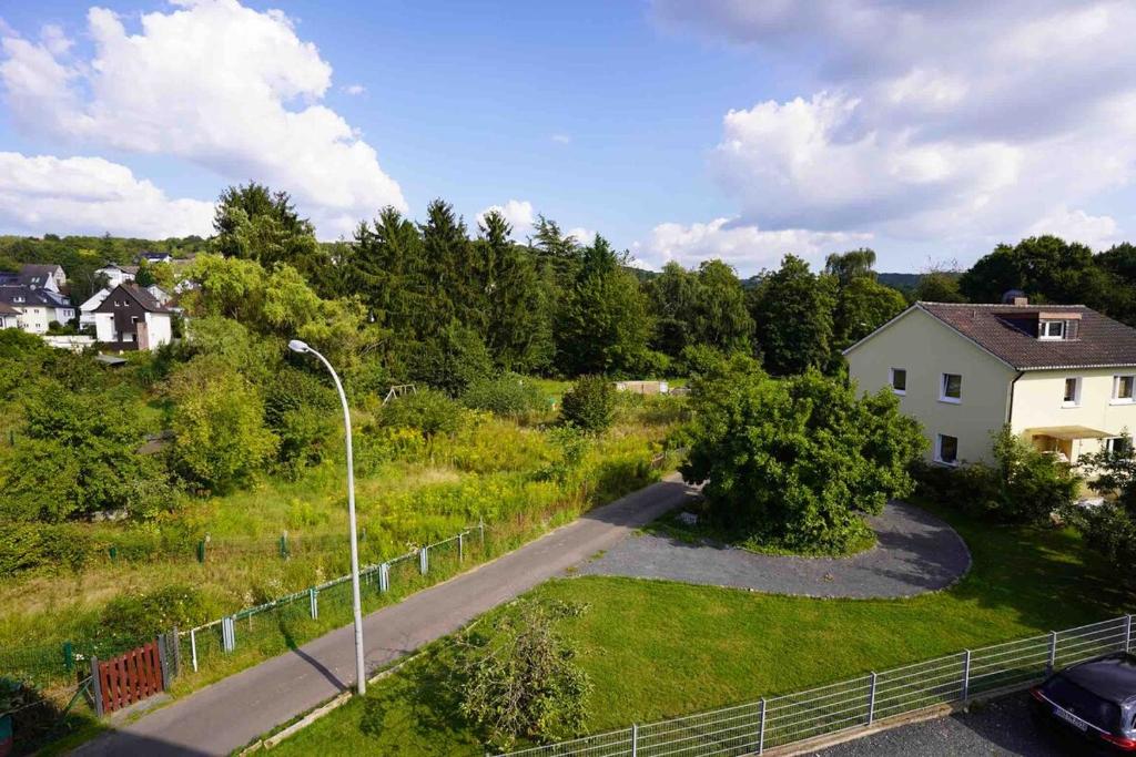 an aerial view of a yard with a house at Bella Casa am Rhein in Bad Honnef am Rhein