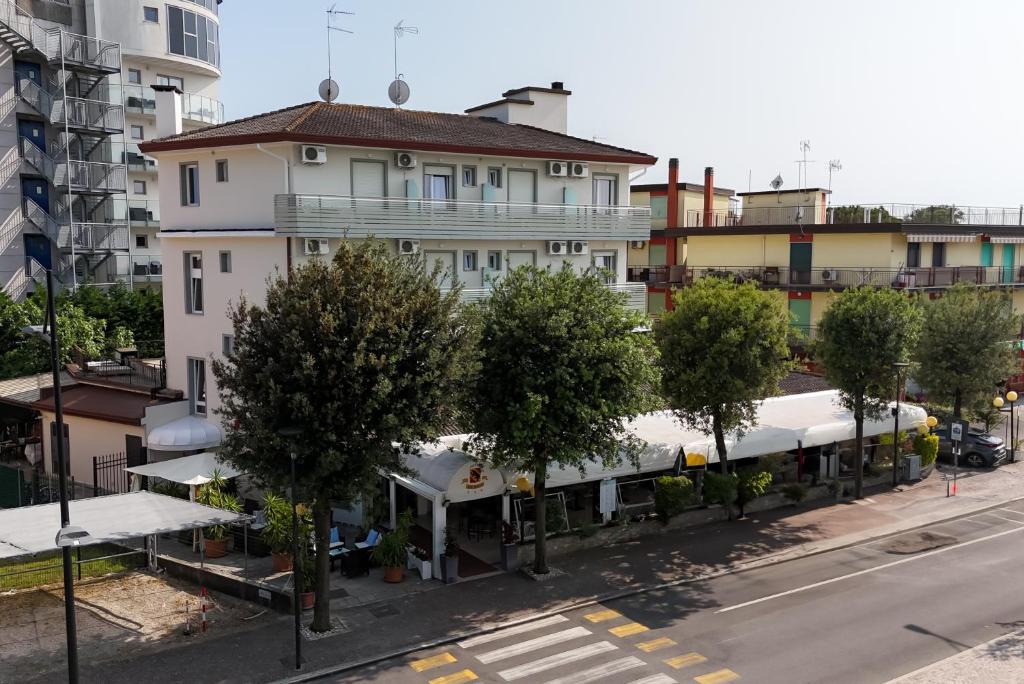 an overhead view of a building in a city at Hotel Berna in Eraclea Mare