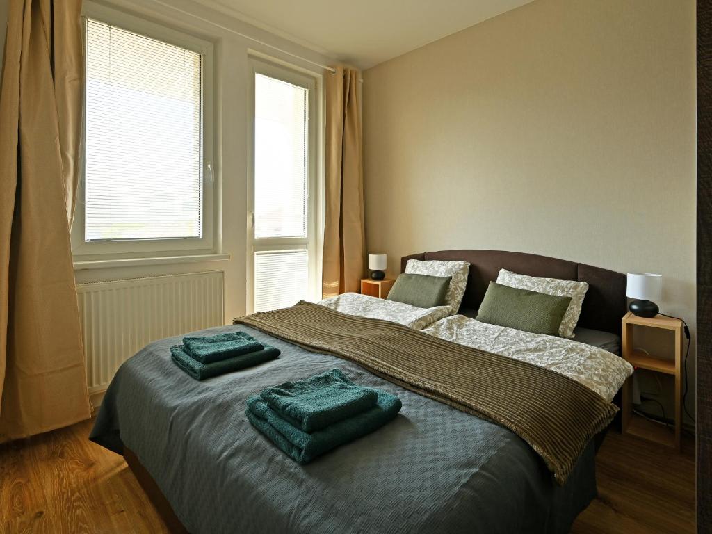 Posteľ alebo postele v izbe v ubytovaní Nivy Apartment Balcony next to Central Bus Station