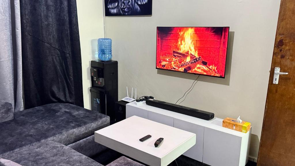 TV a/nebo společenská místnost v ubytování NYATI 1bdrm Apartment Donholm