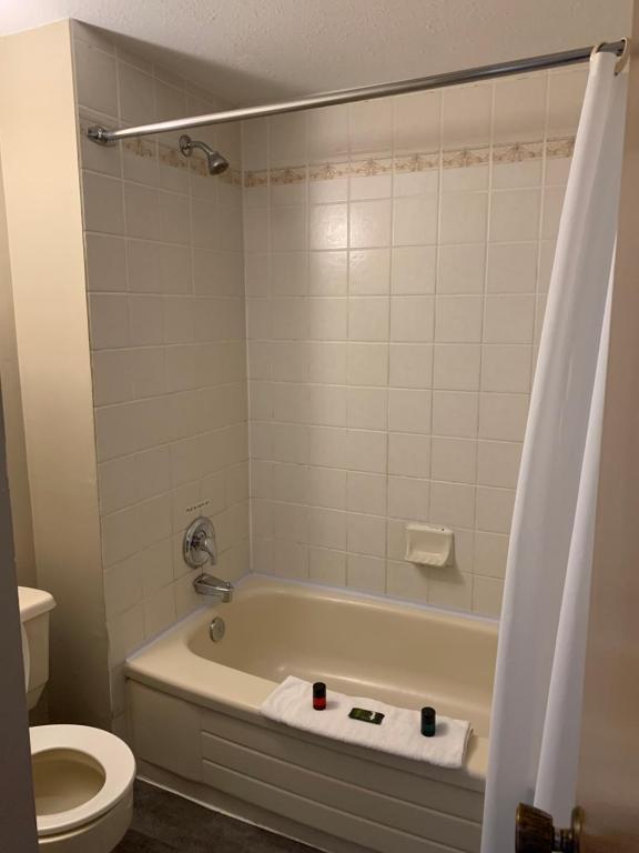 Koupelna v ubytování Rondo Motel
