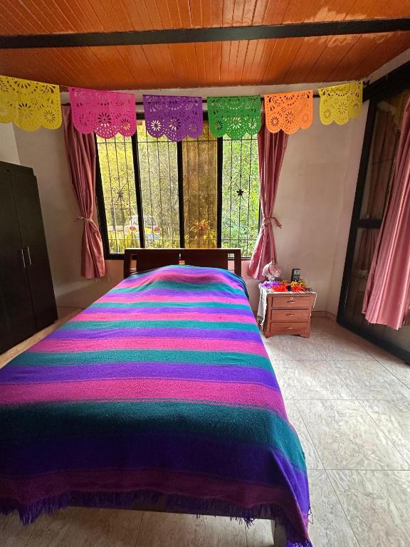 Postel nebo postele na pokoji v ubytování La Casa De Los Sueños Colombia Centro de Bienestar y Hostel Temático Ancestral