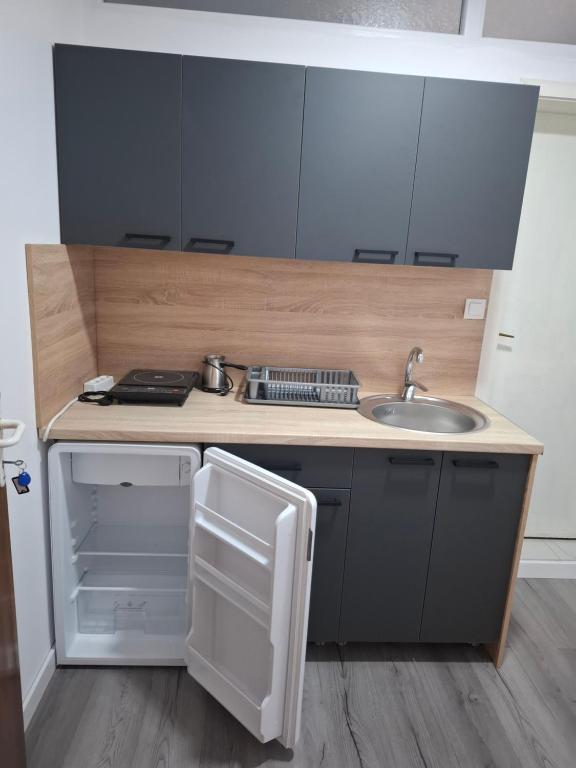 Kuchyň nebo kuchyňský kout v ubytování Apartment Kiril