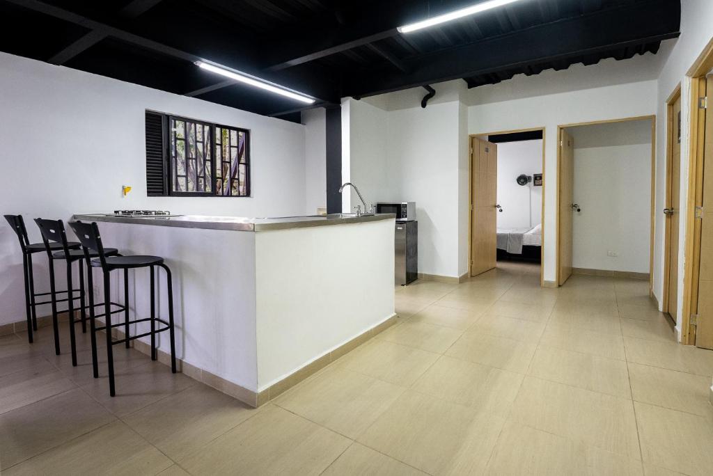 Kuchyň nebo kuchyňský kout v ubytování Apartahotel Tonchala