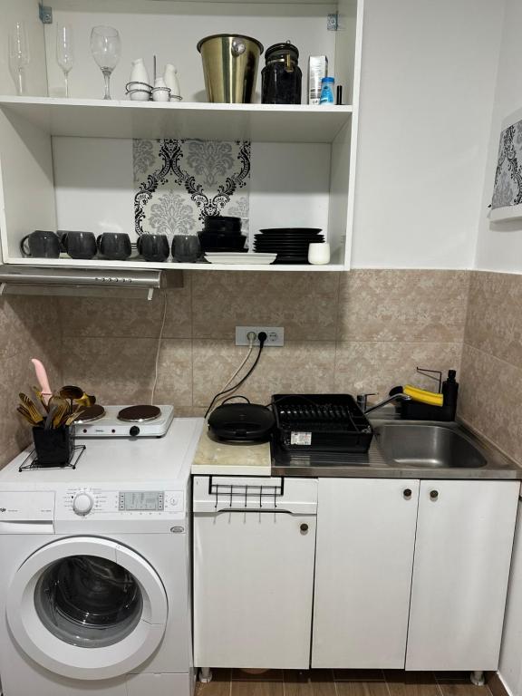 Kuchyň nebo kuchyňský kout v ubytování Apartman sa jakuzijem