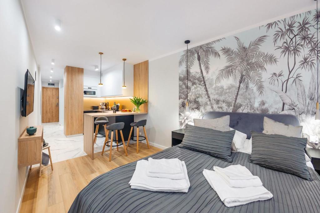 Kuchyň nebo kuchyňský kout v ubytování Apartament Perłowe Fale