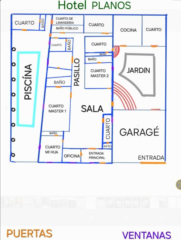 a map of the hotel planes at Residential House in Juigalpa