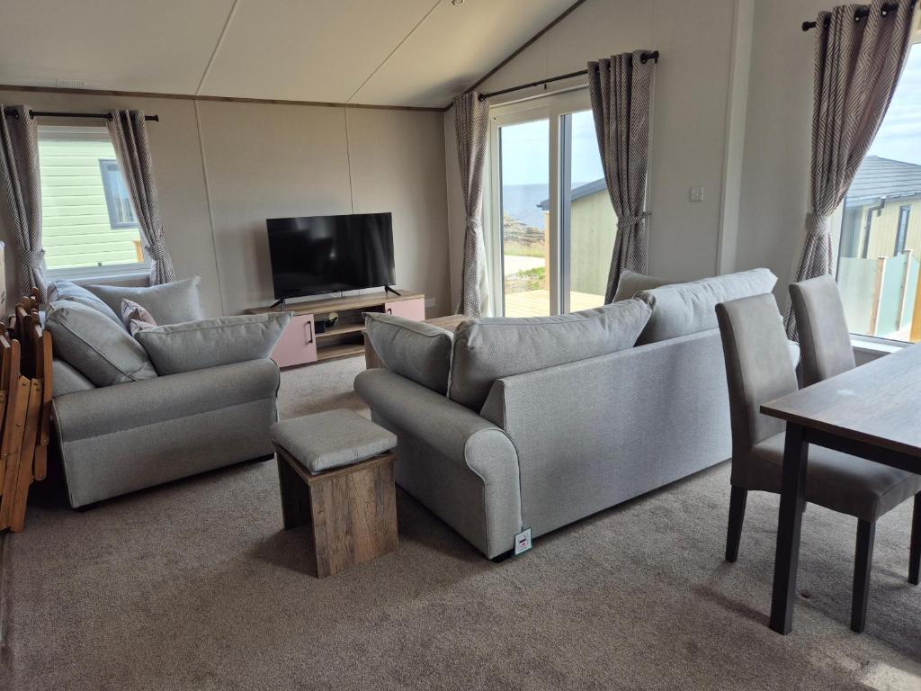 TV a/nebo společenská místnost v ubytování Sauchope Links Holiday Lodge and Glamping Park