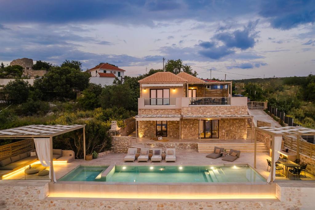 Balkón nebo terasa v ubytování Entheos Private Villa Fiskardo Kefalonia Greece