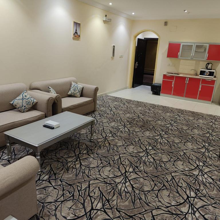 Kuchyň nebo kuchyňský kout v ubytování Borj Al Thahabiah ApartHotel