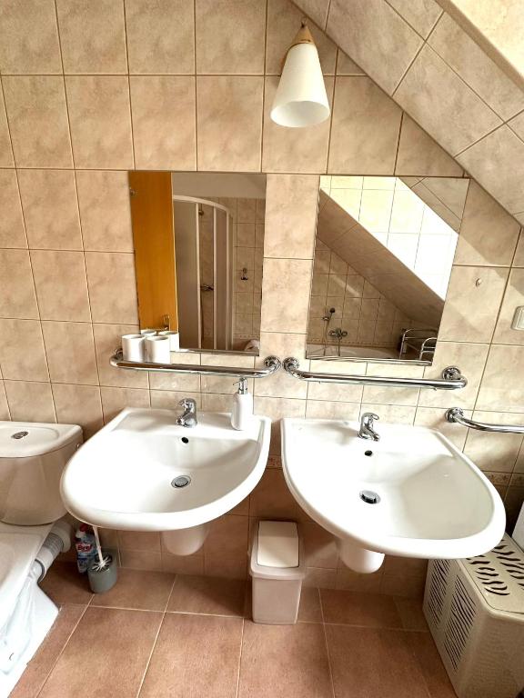 Koupelna v ubytování Hotel Modrásek