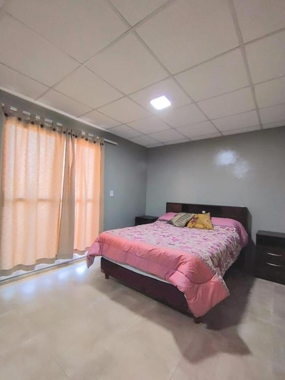 a bedroom with a bed with a cat laying on it at CTA DIVISION House in Malargüe