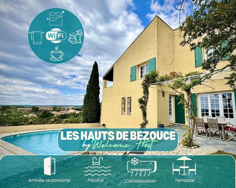 Bazén v ubytování Les Hauts de Bezouce, Vue, Piscine & Calme nebo v jeho okolí