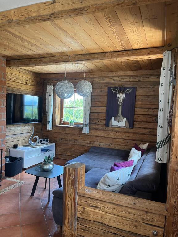 Televiisor ja/või meelelahutuskeskus majutusasutuses Almchalet Feuerkogel