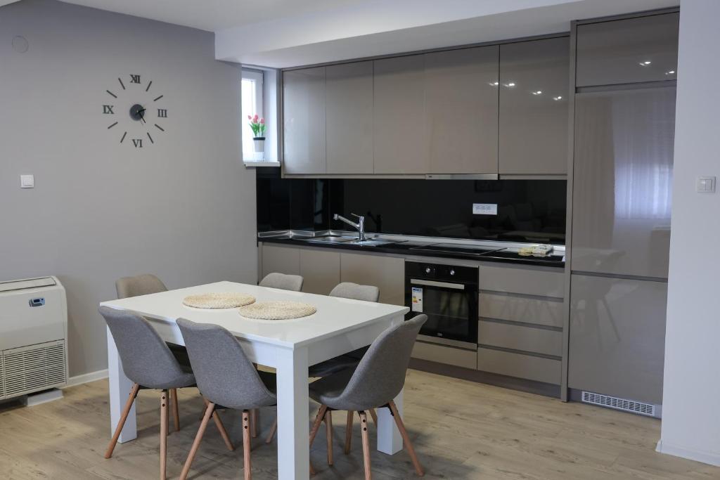 Kuchyň nebo kuchyňský kout v ubytování Apartmani Lepojevic