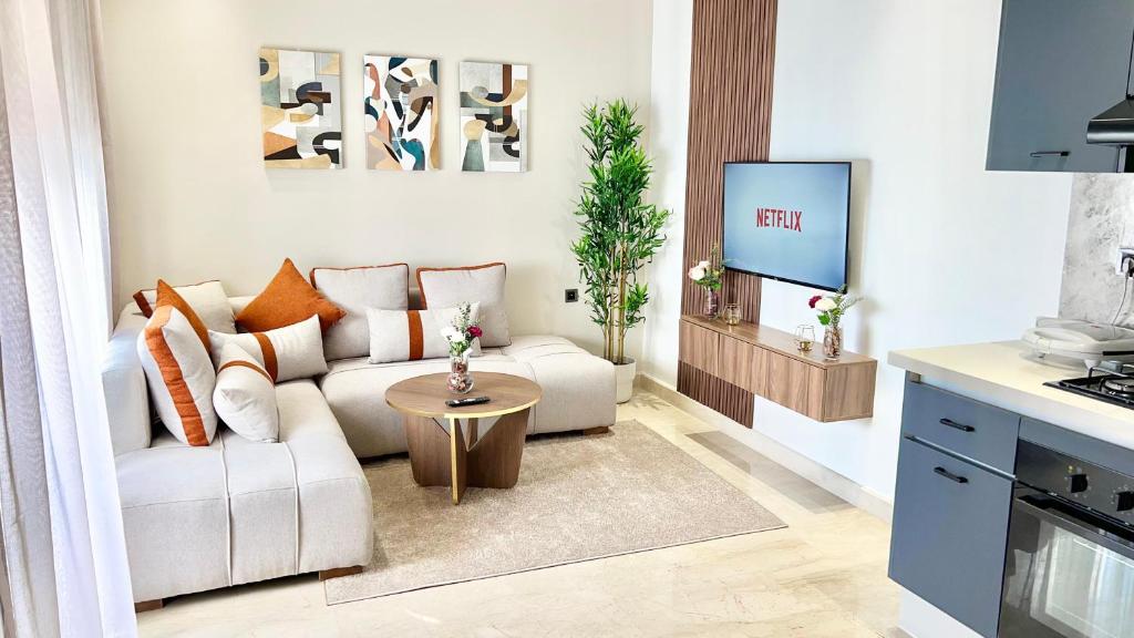 Η κουζίνα ή μικρή κουζίνα στο E19 Appartement moderne et calme à Maarif Casablanca