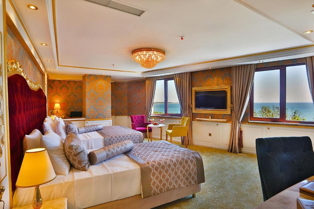 TV a/nebo společenská místnost v ubytování Emirhan Palace Hotel