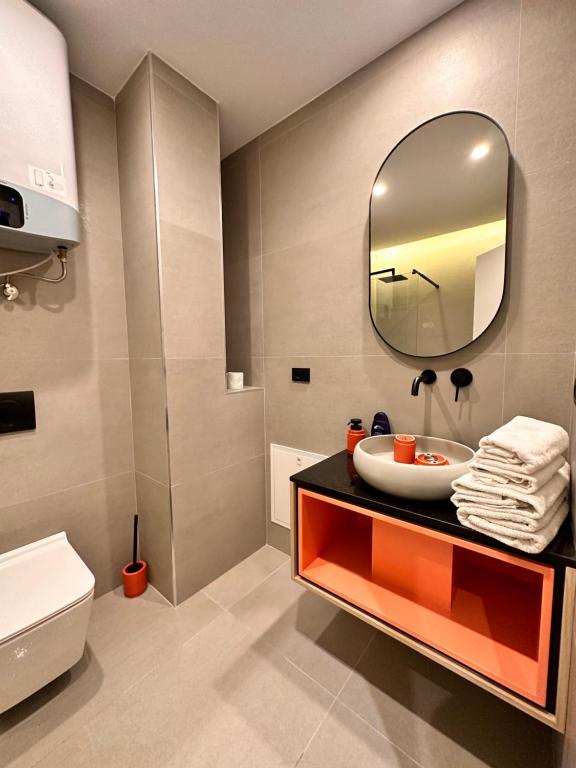 Koupelna v ubytování AGATE HOTEL self check in