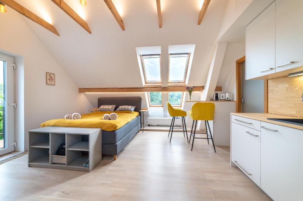 Kuchyň nebo kuchyňský kout v ubytování TinyGreens B & B
