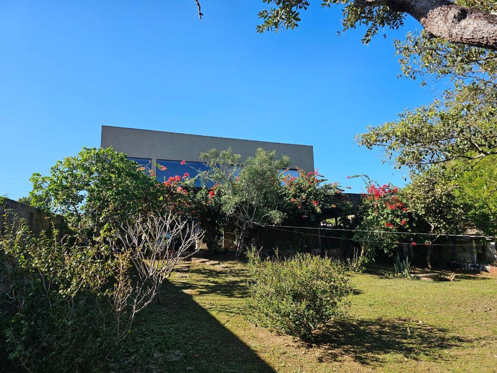 un edificio con muchas plantas en un patio en Casa completa linda vista, en Chapada dos Guimarães