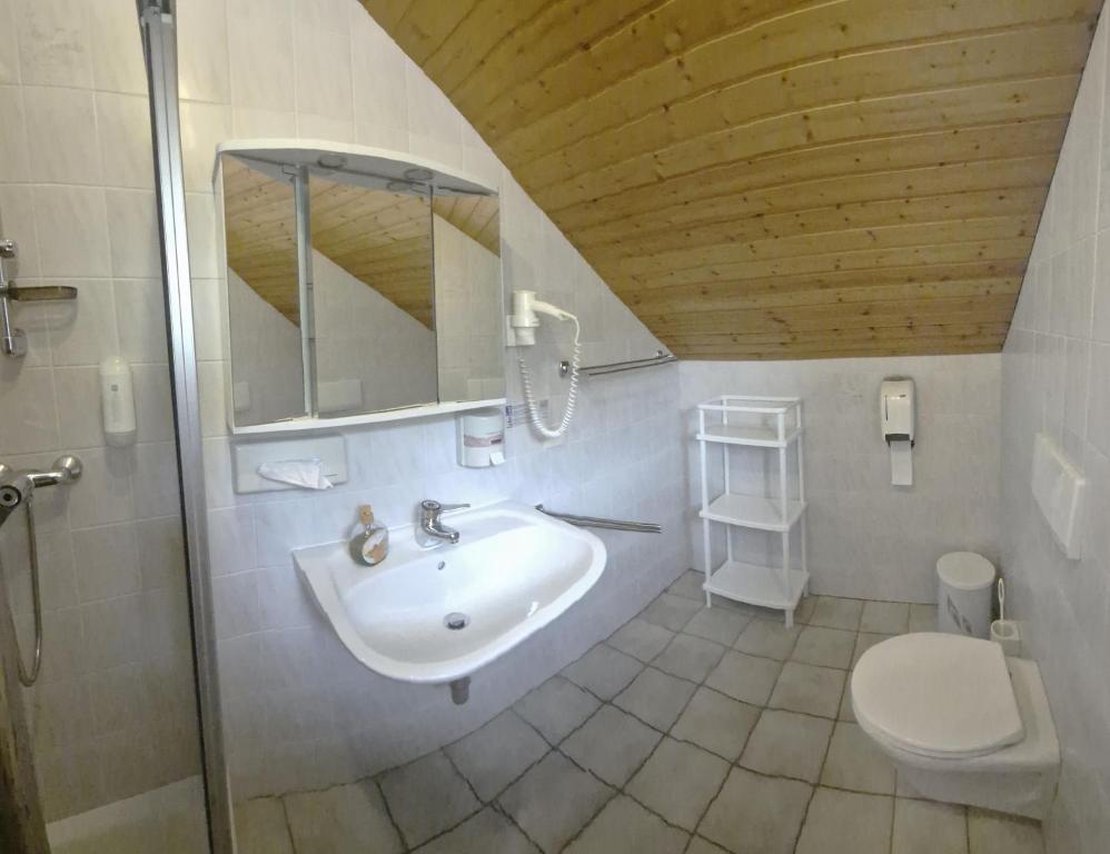 Koupelna v ubytování Hubertushof