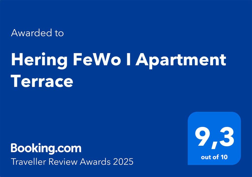 Certifikát, hodnocení, plakát nebo jiný dokument vystavený v ubytování Hering FeWo I Apartment Terrace