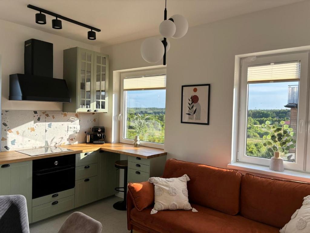 Kuchyň nebo kuchyňský kout v ubytování Dębina Lounge z tarasem na dachu