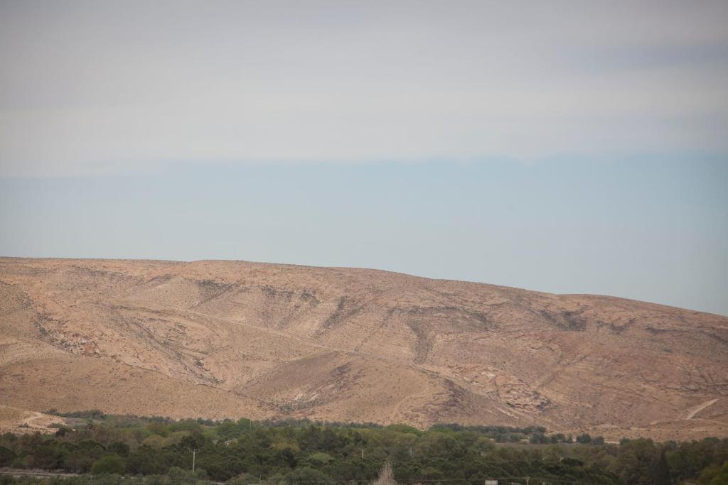 uma grande colina com árvores em frente a uma montanha em Desert View em Yeroẖam