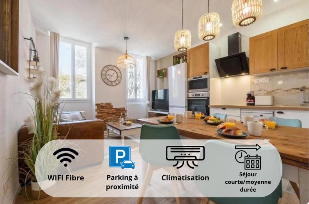 Η κουζίνα ή μικρή κουζίνα στο Woods Natural Hyper centre Fontaine Moussue