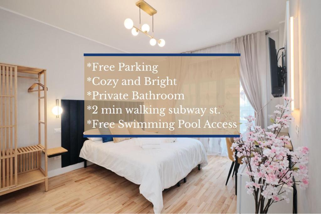 Bright Room 2 min Metro B 20 min Colosseum private bathroom swimming pool free parking