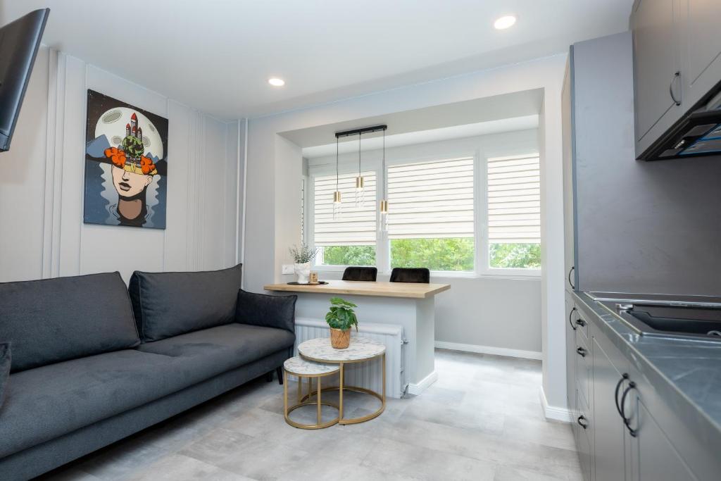 Posezení v ubytování Trumpalaikė butų nuoma Kaune prie Klinikų SELF CHECK-IN