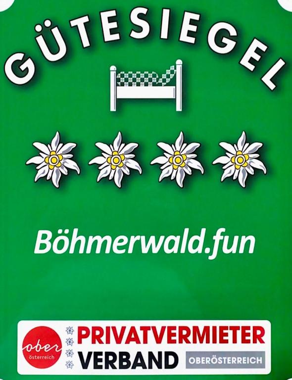 Majutusasutuses Böhmerwald fun olev sertifikaat, autasu, silt või muu dokument