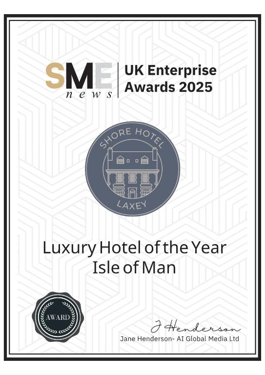 a label for a luxury hotel of the year use of man at Shore Hotel Laxey in Laxey