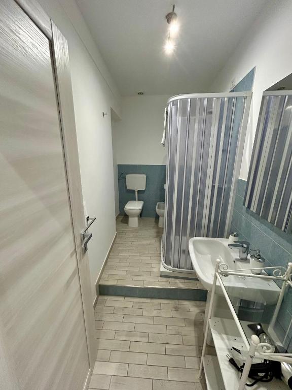 a bathroom with a shower and a sink and a toilet at B&b Al Centro Nicosia in Nicosia