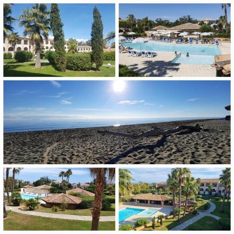 a collage of four pictures of a resort at Cozy 2-room beachfront Résidence Sognu Di Mare Casa Serenita in Linguizzetta