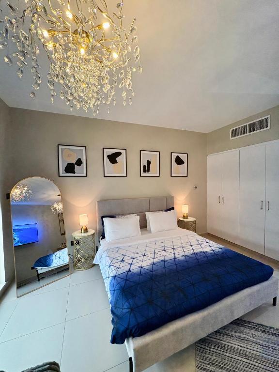 Postel nebo postele na pokoji v ubytování Luxurious Studio Pacific Al Marjan Island - beachfront property