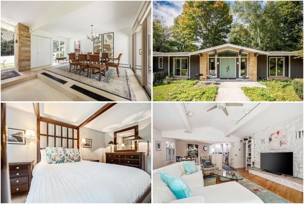 a collage of photos of a house at Bright 4BDR Home by Lake MI Arcadia Bluffs Portage Lake More in Arcadia
