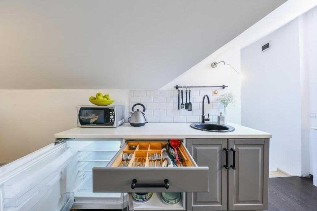 Kuchyň nebo kuchyňský kout v ubytování Cluj Napoca Apartments
