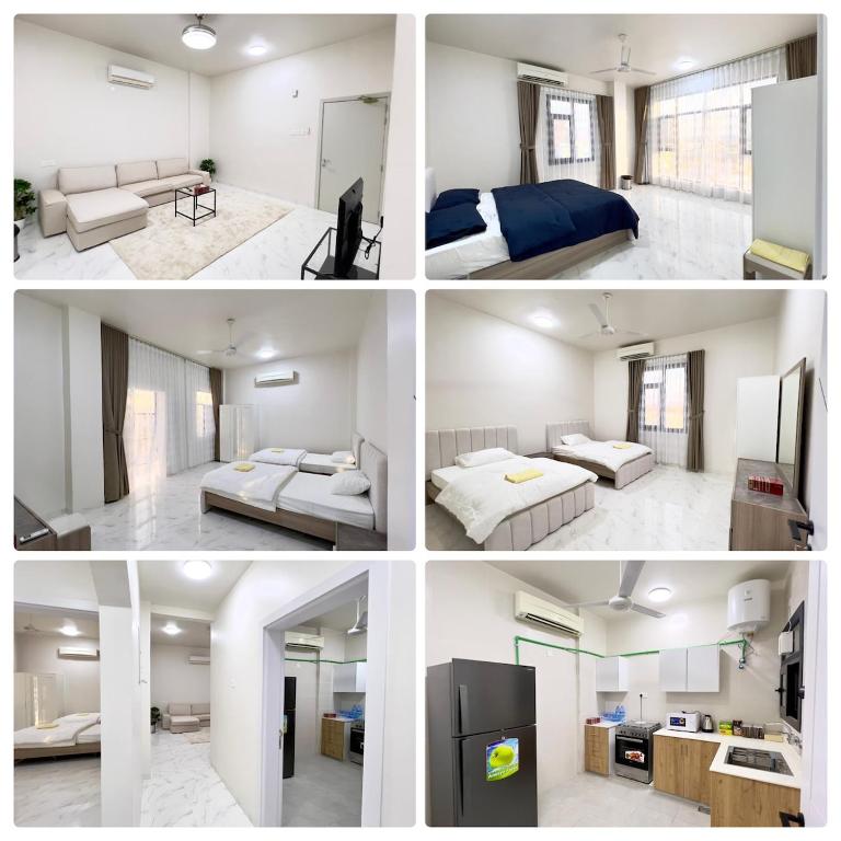 a collage of four pictures of a room at Alhamra Arc in Al Ḩamrāʼ