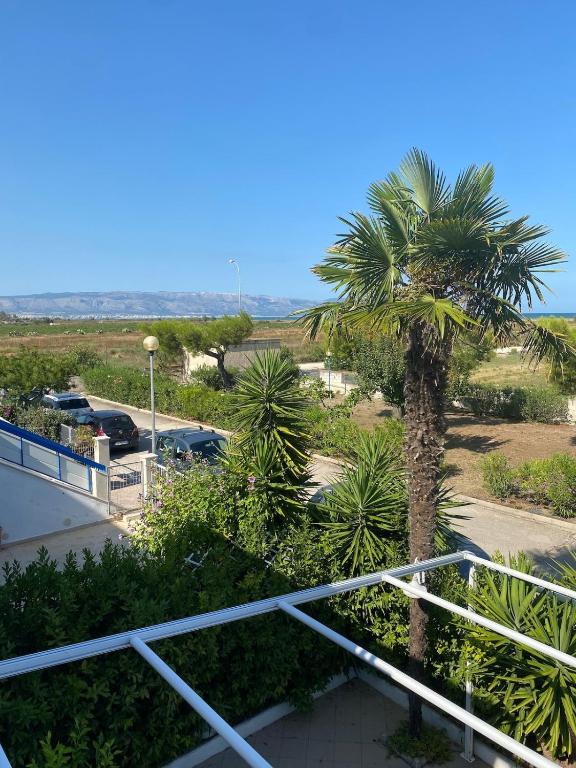 a palm tree in front of a parking lot at Authentic Puglia Seaside Condo in Scalo dei Saraceni Manfredonia
