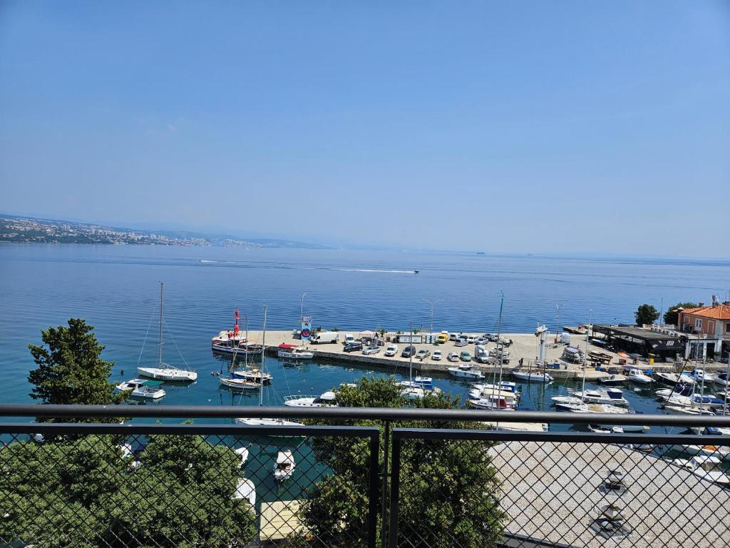 a view of a marina with boats in the water at Amadria Park Grand Hotel 4 Opatijska Cvijeta in Opatija
