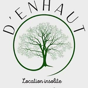 a tree in a green circle with the words new a location inclusive at Tentes suspendues D'En Haut in Friaudour