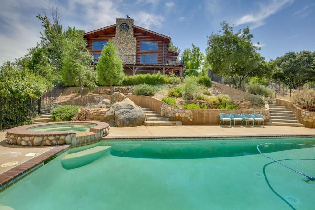 a house with a swimming pool in front of a house at Japatul House w Pool & Spa 5 Star Google Reviews in Alpine