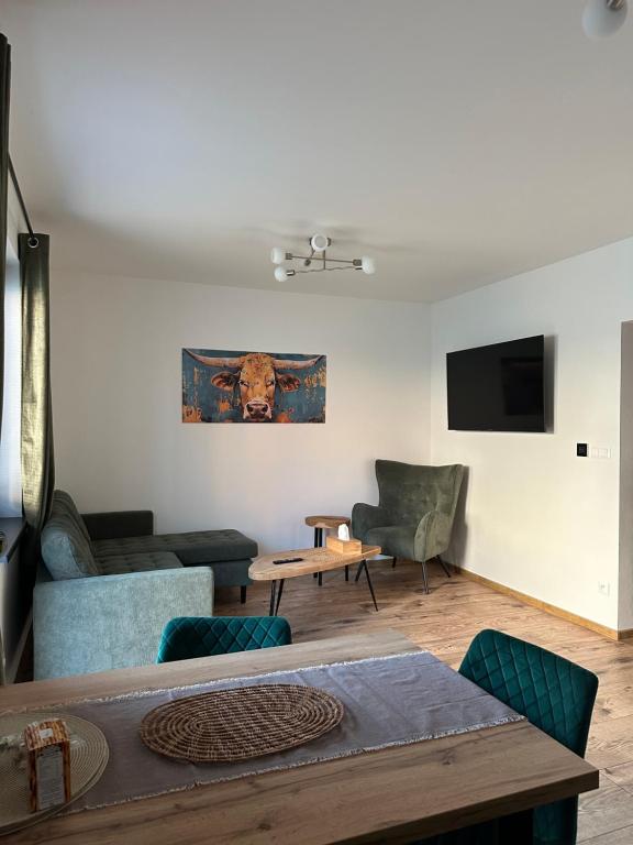 TV a/nebo společenská místnost v ubytování Apartmán Losonci