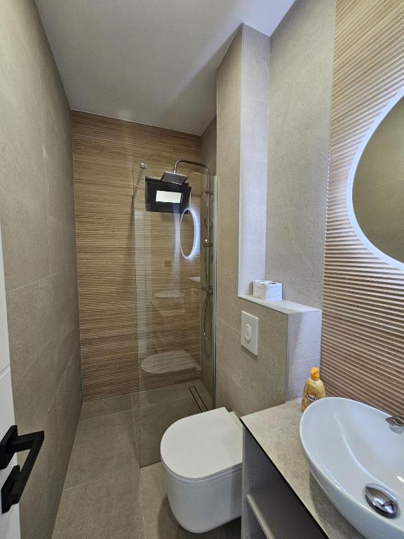 Koupelna v ubytování Apartmani Leženić M