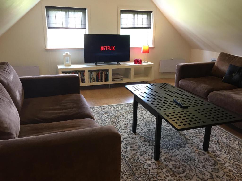 TV a/nebo společenská místnost v ubytování LILLEVANG APARTMENTs